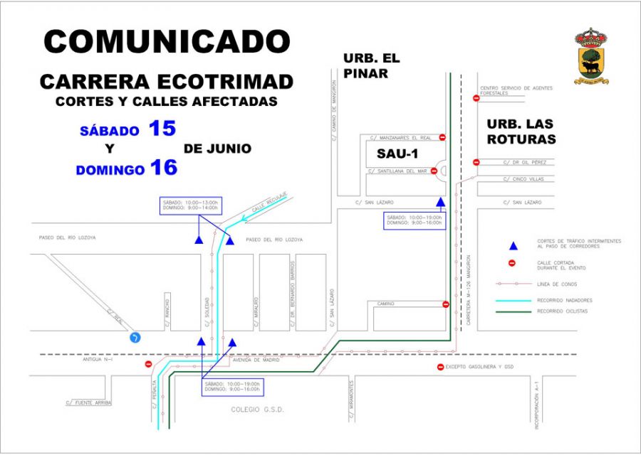 Aviso: cortes y calles afectadas por la carrera Ecotrimad, sábado 15 y domingo 16 de junio