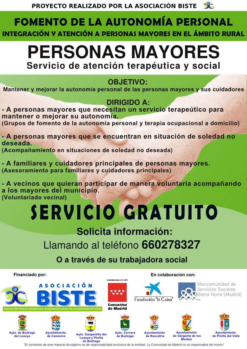 Prevención autonomía personal de los mayores Buitrago 2026