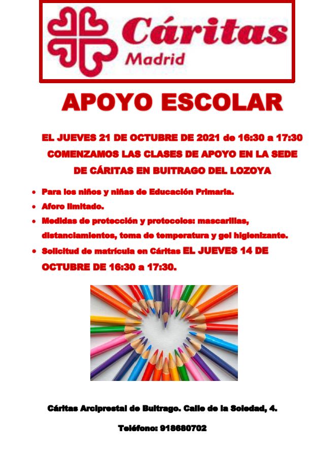 Apoyo escolar Caritas Buitrago