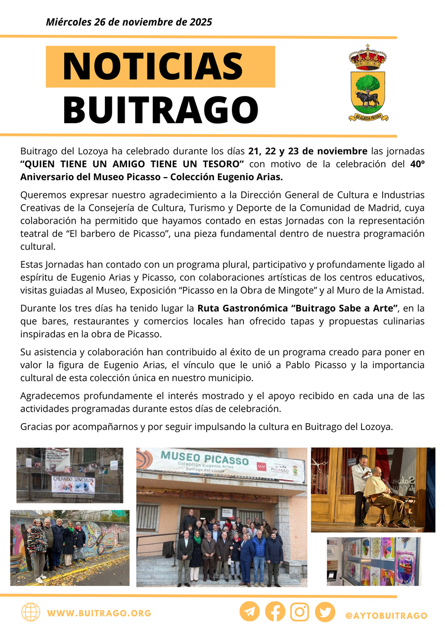 NOTICIAS DE BUITRAGO QUIEN TIENE UN AMIGO TIENE UN TESORO 2025