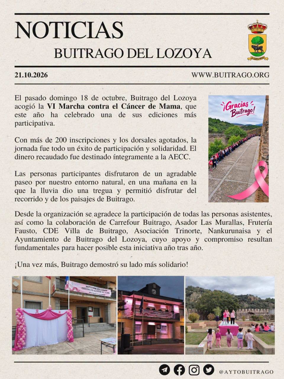Noticias Buitrago VI Marcha contra el cancer de mama