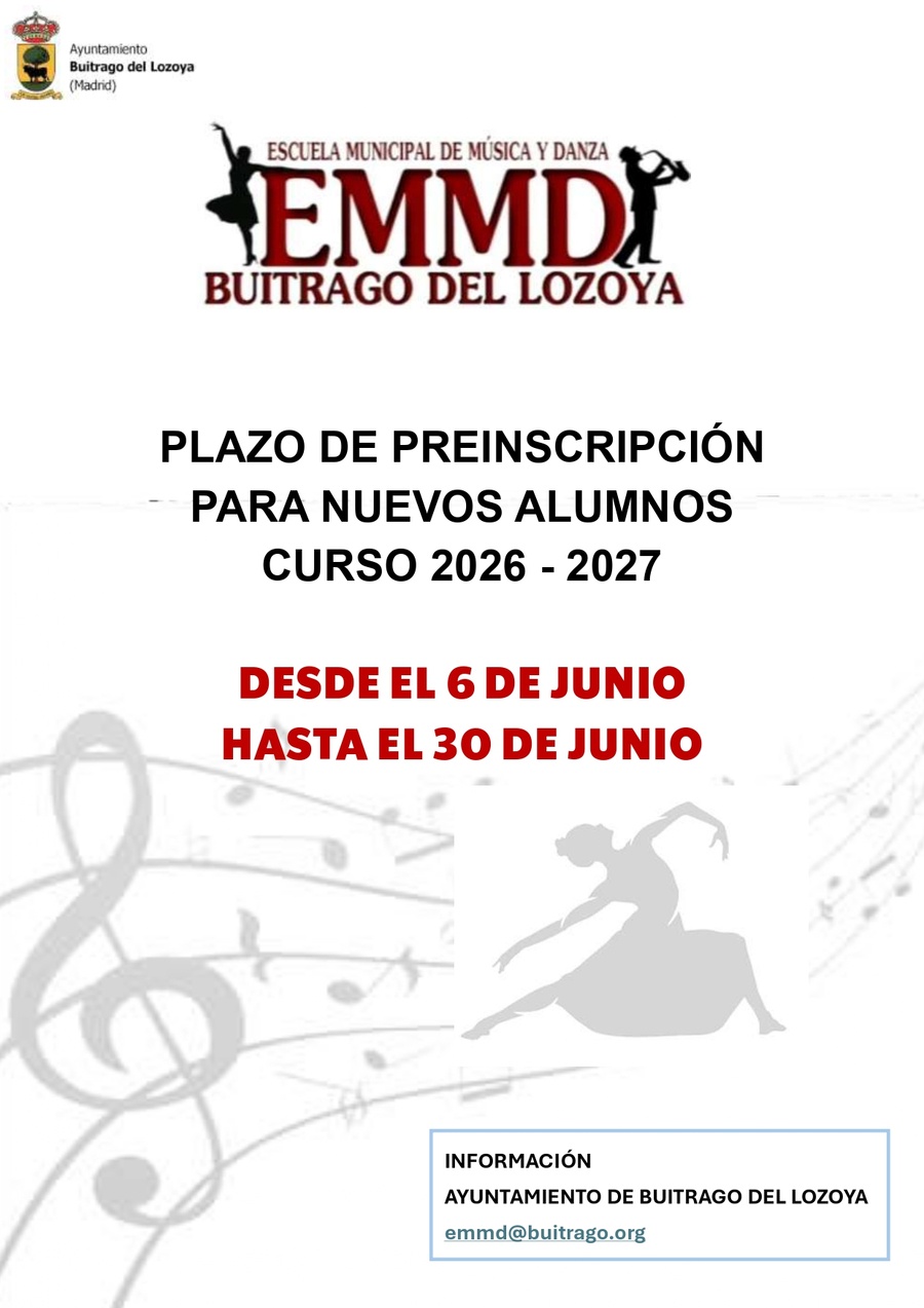 Preinscripciones nuevos alumnos EMMD, curso 2026/2027
