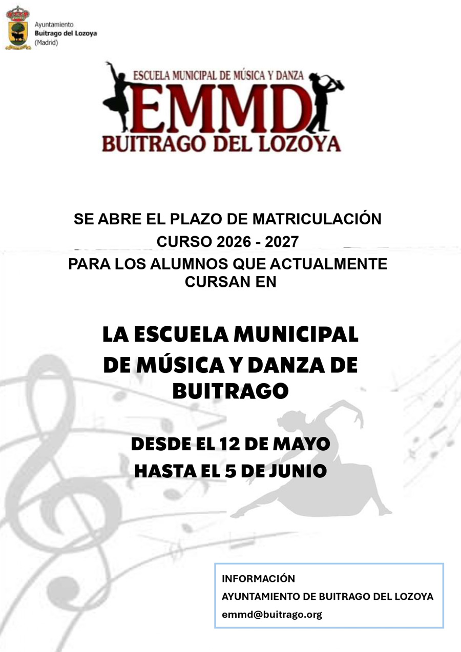 SE ABRE EL PLAZO DE MATRICULACIÓN EMMD BUITRAGO 2026 27