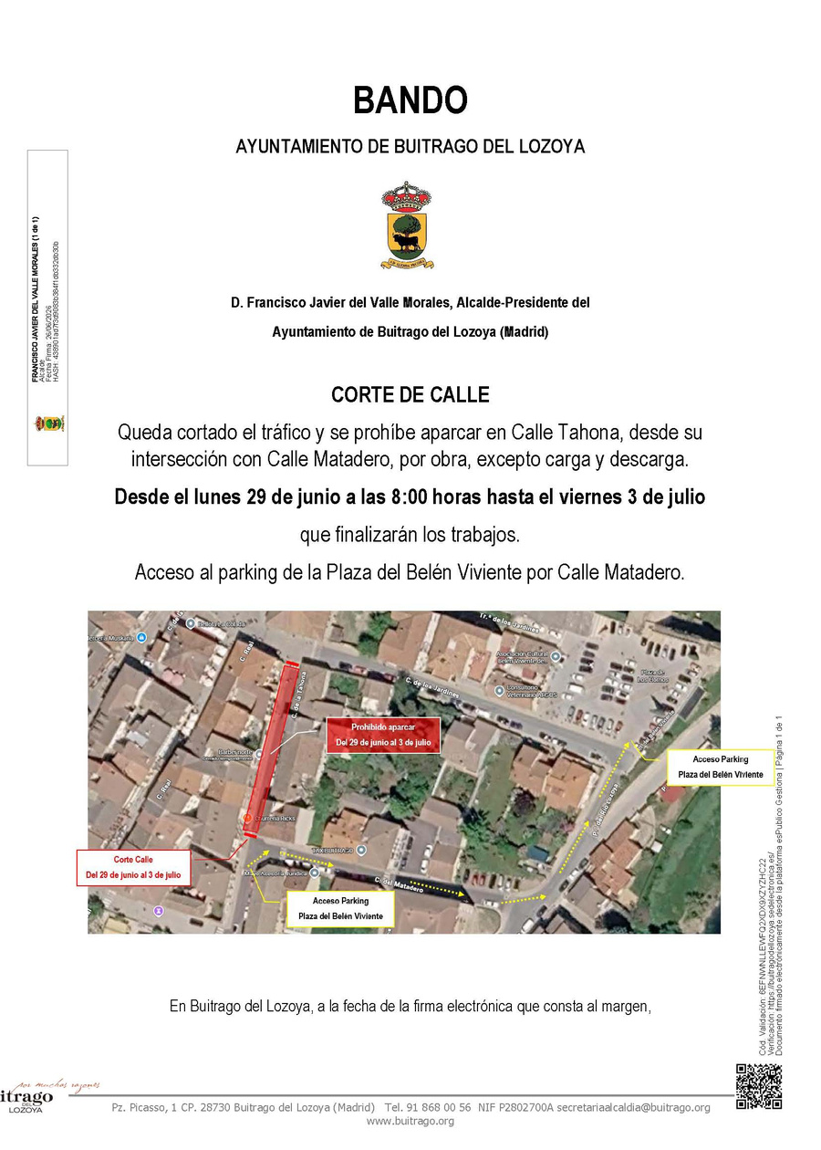 20260626 Otros BANDO corte calle