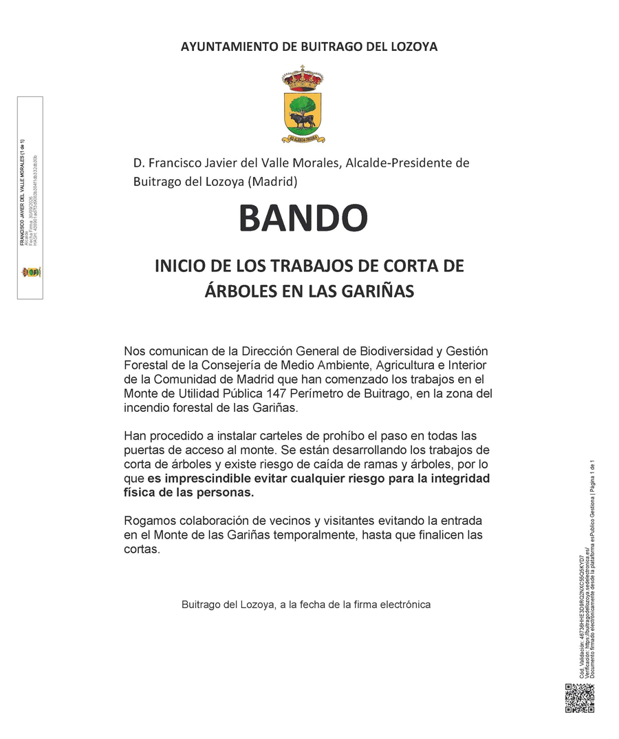 20260929 Otros BANDO CORTA DE ÁRBOLES EN LAS GARIÑAS