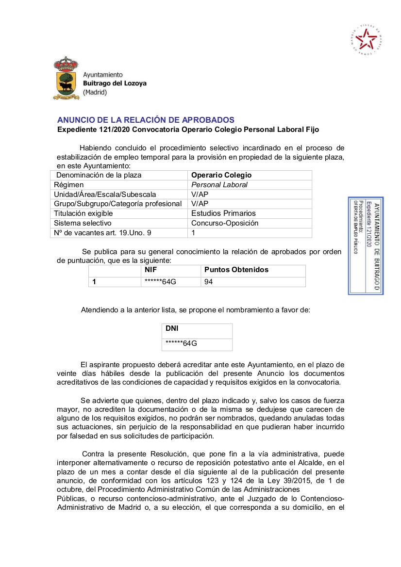 ANUNCIO OPERARIO COLEGIO
