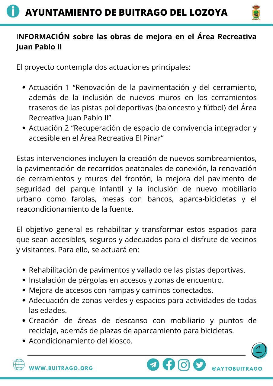 Informacion obras de mejora Parque Juan Pablo II 1