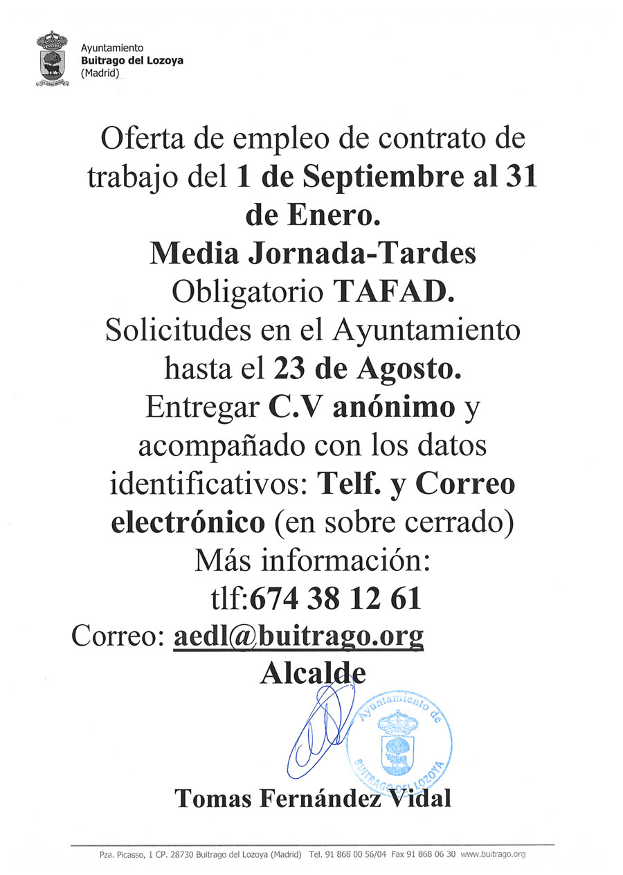 oferta empleo TAFAD