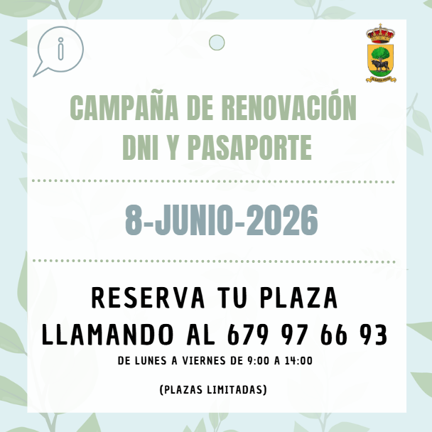 Campaña de renovación DNI y pasaporte, 8 de junio de 2026