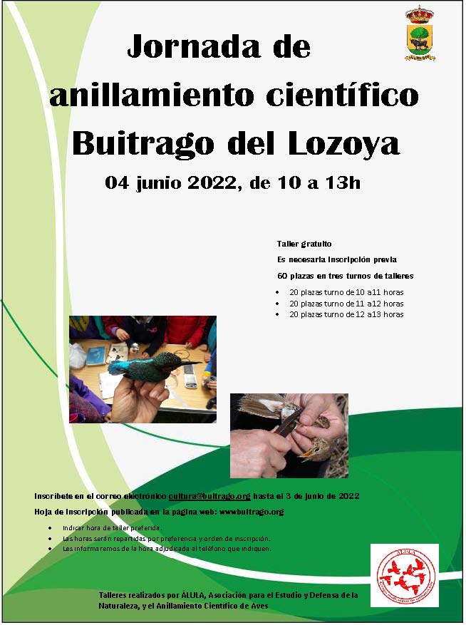 Jornada anillamiento científico Buitrago del Lozoya