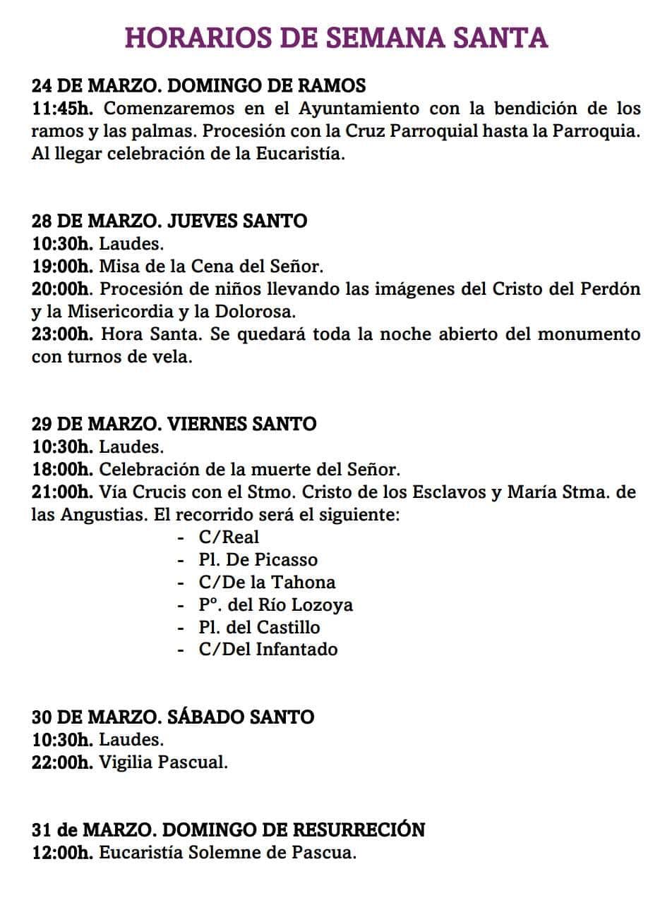 Horarios Semana Santa 2024