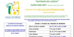 Admisión Casa de Niños y Niñas "Buitrago del Lozoya" curso 2026-2027