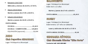 Abierto el plazo de inscripción Escuelas deportivas municipales temporada 2026/2027