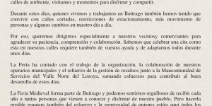 Gracias a los vecinos, vecinas y comerciantes de Buitrago por contribuir al buen desarrollo de nuestra XXIV Feria Medieval