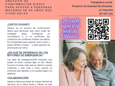 APP OLKANO. Servicio gratuito para personas mayores de 65 años que viven solas