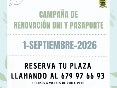 Campaña de renovación DNI y pasaporte, 1 de septiembre 2026