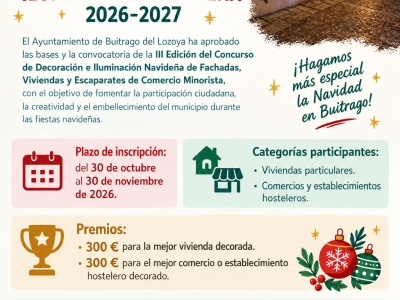 III Concurso de “DECORACIÓN E ILUMINACIÓN NAVIDEÑA DE FACHADAS, VIVIENDAS Y ESCAPARATES DE COMERCIO MINORISTA EN BUITRAGO DEL LOZOYA"