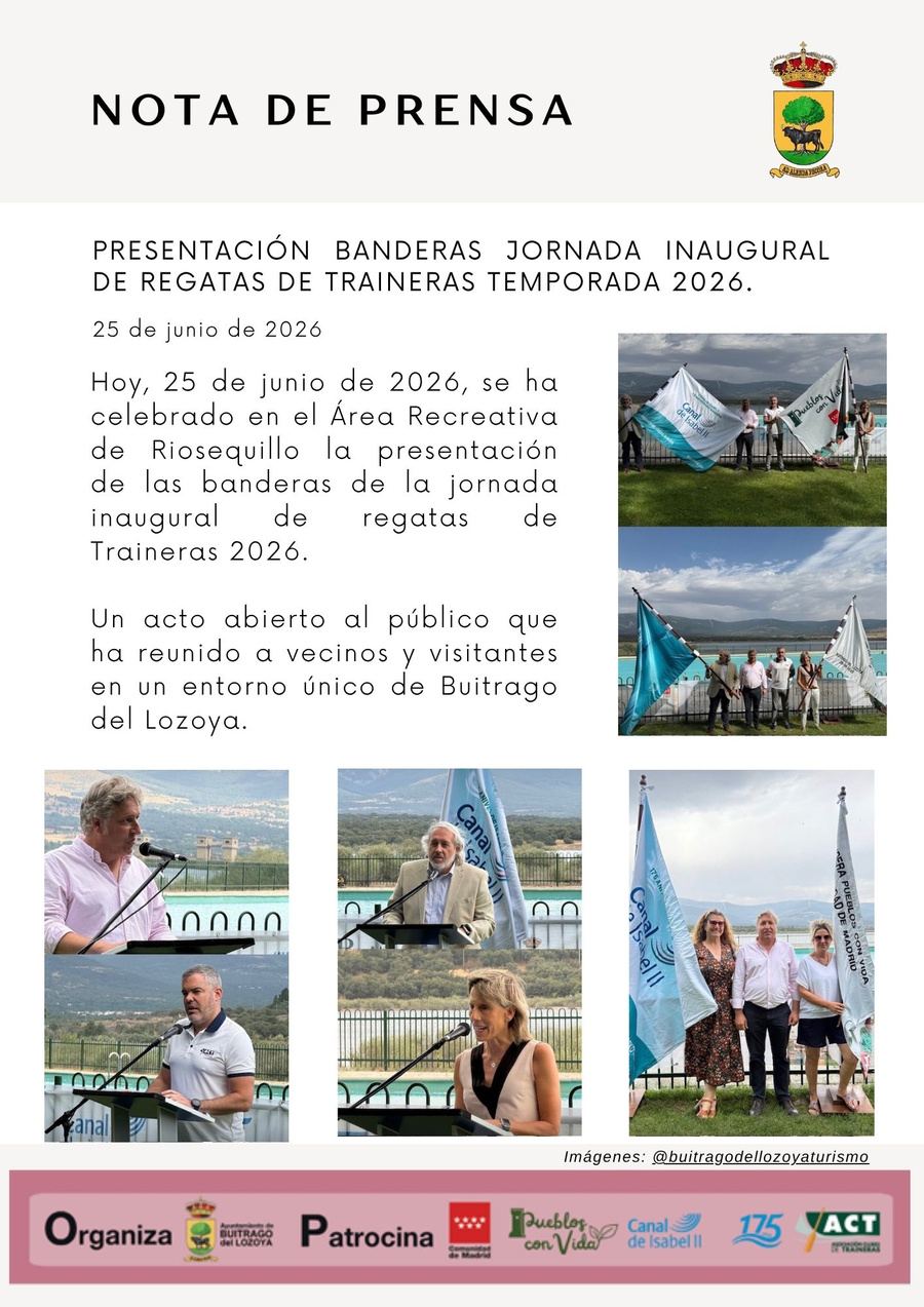 Nota de prensa: presentación de banderas, jornada inaugural de regatas de traineras, temporada 2026 