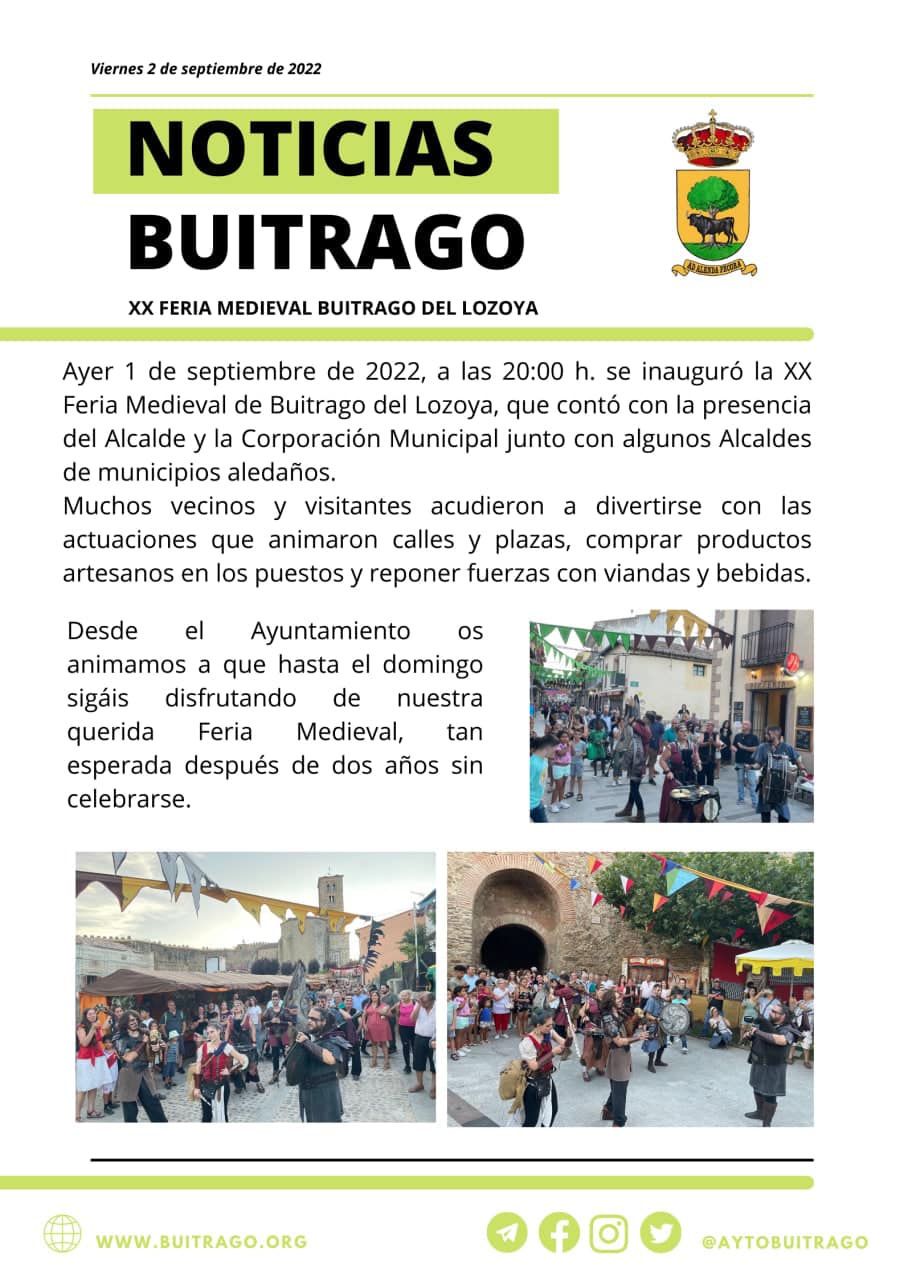 noticias Feria medieval Buitrago del Lozoya 2022