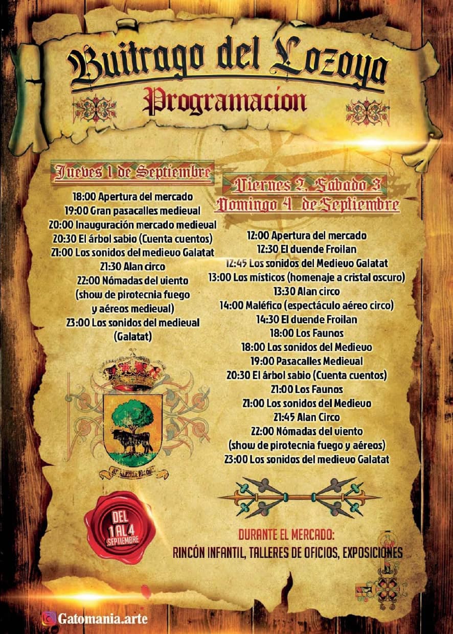 Programa Feria medieval Buitrago del Lozoya 2022