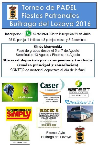 Torneo Padel Fiestas Patronales Buitrago 2016