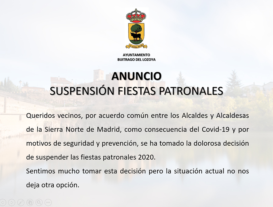 suspension fiestas patronales 2020