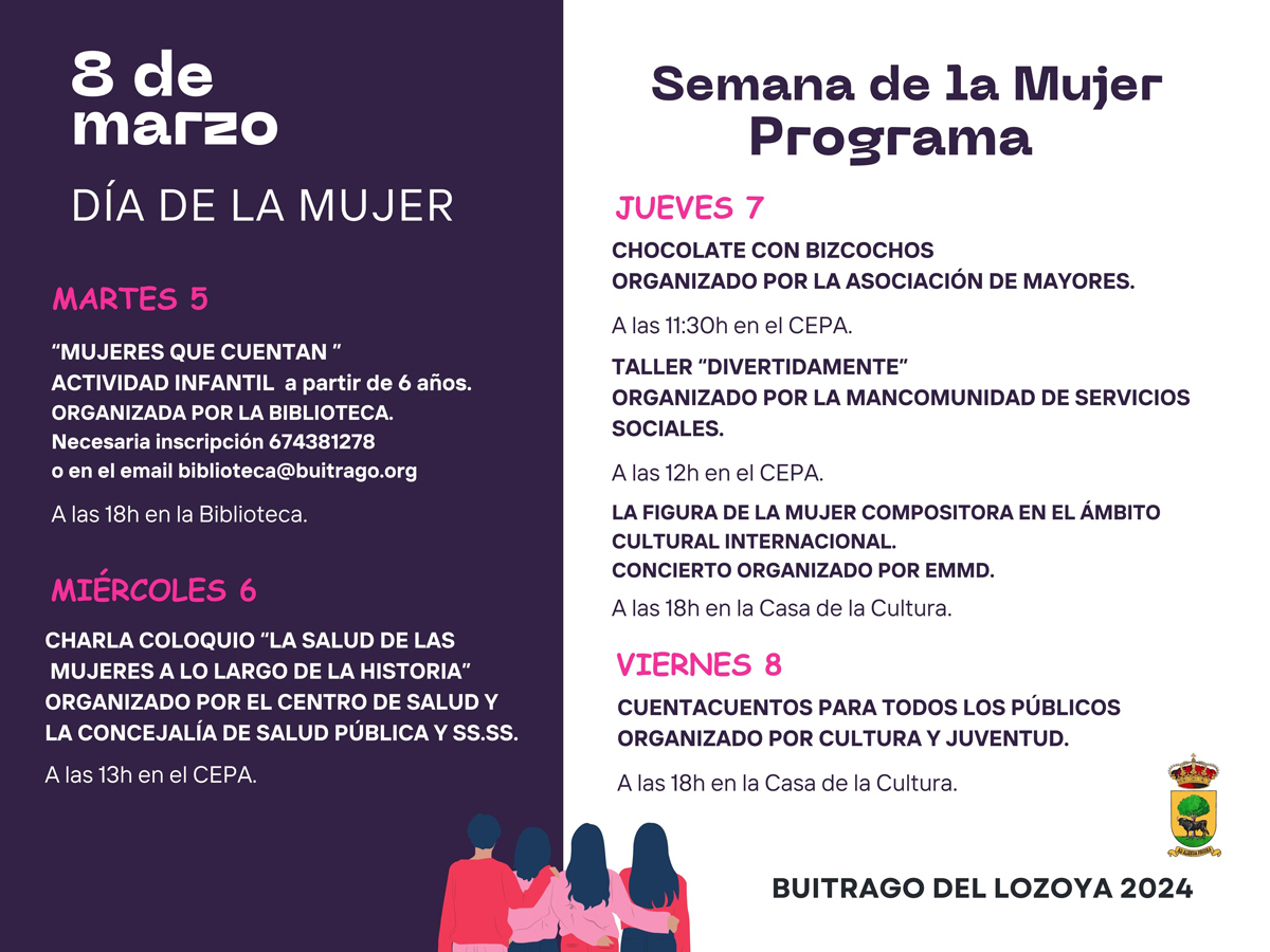 Programa Semana de la Mujer 2024 Buitrago del Lozoya