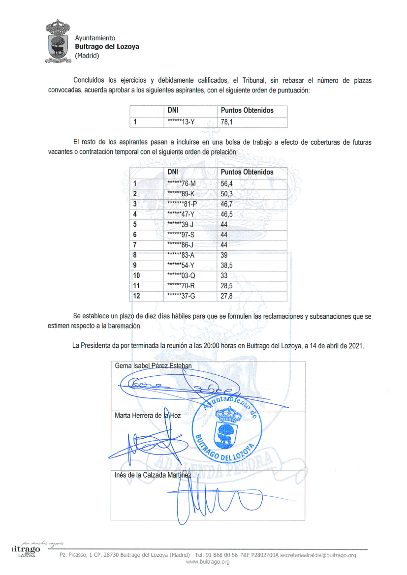 Calificación fase oposición -2