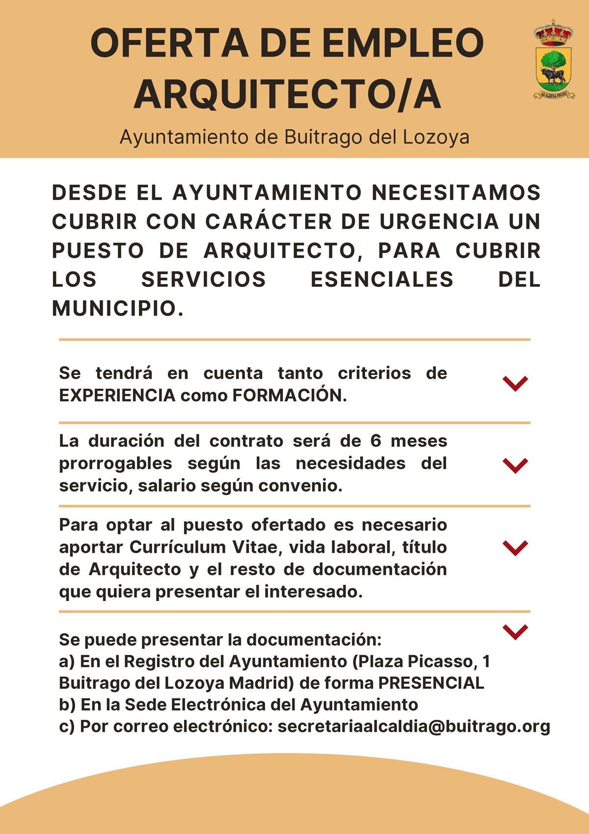 OFERTA DE EMPLEO ARQUITECTO